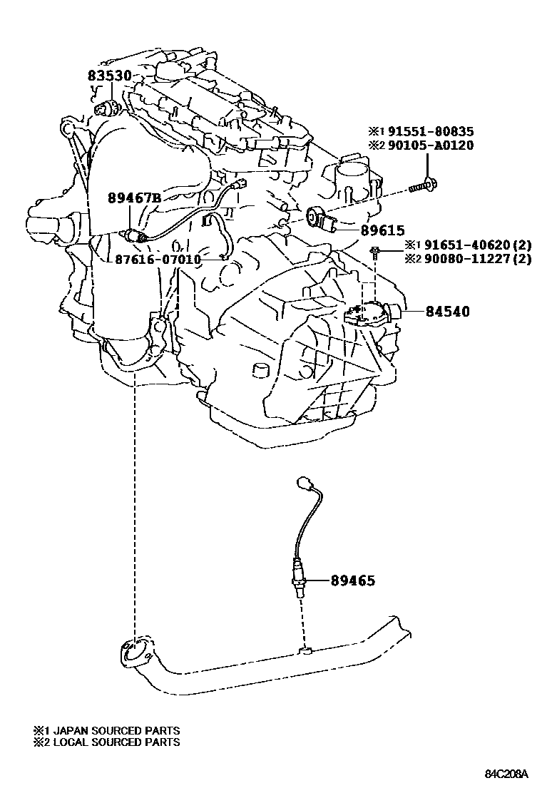 Toyota CAMRY 开关和继电器和ECU EPC diagram — 84C208A