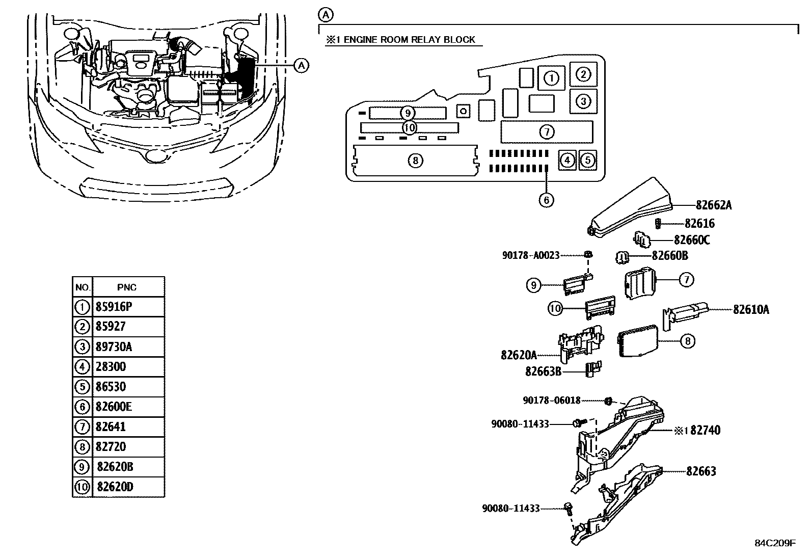 Toyota CAMRY 开关和继电器和ECU EPC diagram — 84C209F