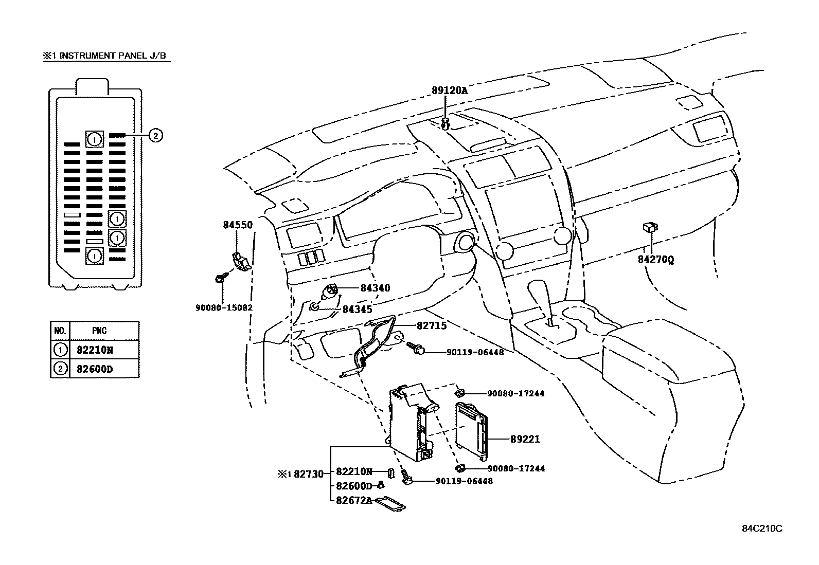 Toyota CAMRY 开关和继电器和ECU EPC diagram — 84C210C