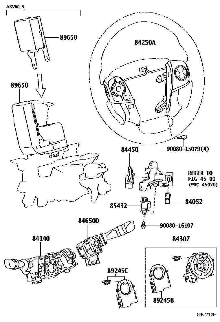 Toyota CAMRY 开关和继电器和ECU EPC diagram — 84C212F