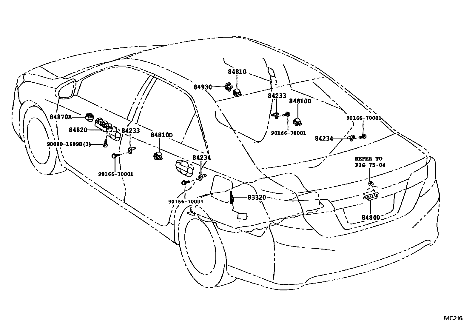 Toyota CAMRY 开关和继电器和ECU EPC diagram — 84C216