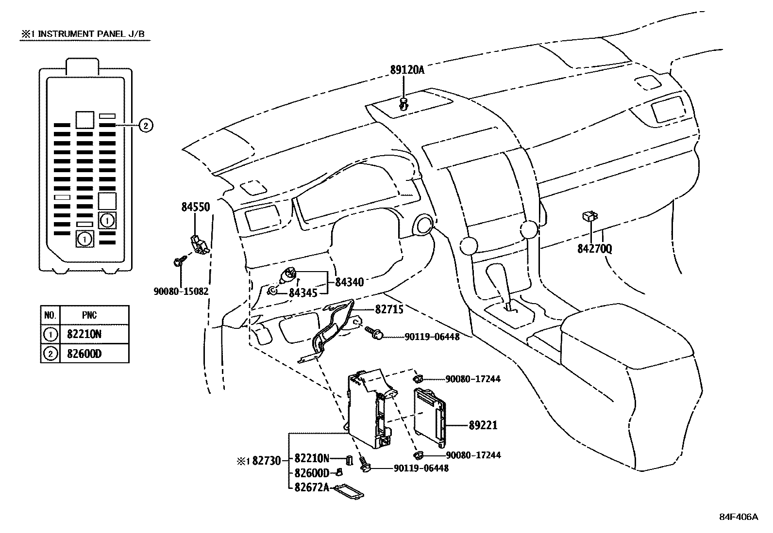 Toyota CAMRY 开关和继电器和ECU EPC diagram — 84F406A