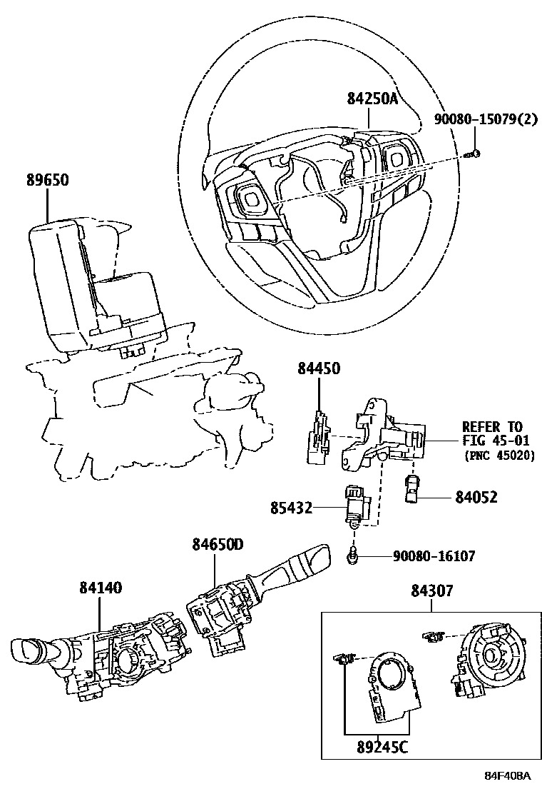 Toyota CAMRY 开关和继电器和ECU EPC diagram — 84F408A