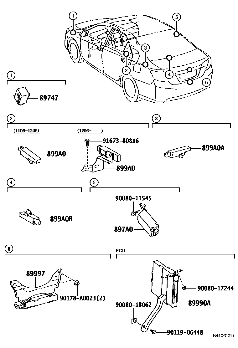 Toyota CAMRY 遥控门锁 EPC diagram — 84C200D