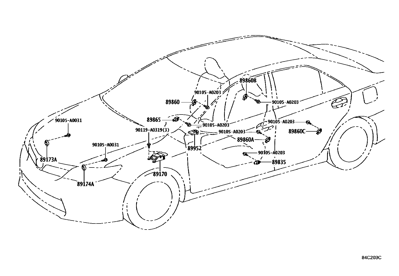 Toyota CAMRY 空气囊 EPC diagram — 84C203C