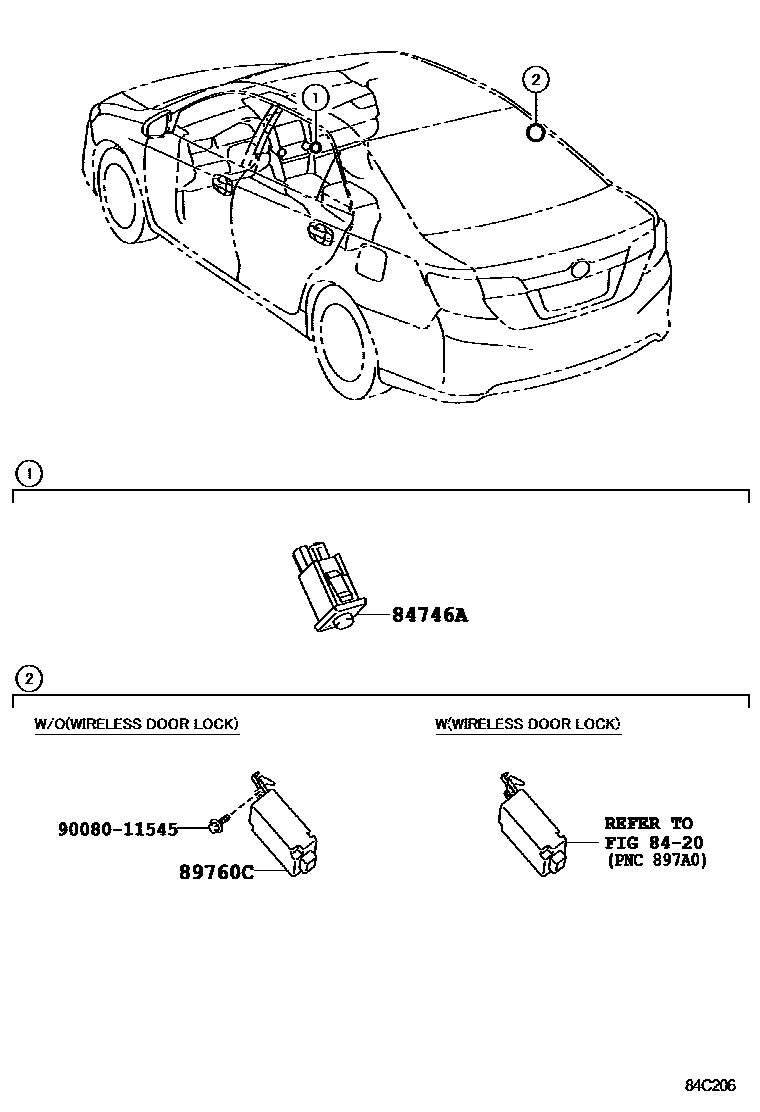 Toyota CAMRY 轮胎压力警告系统 EPC diagram — 84C206