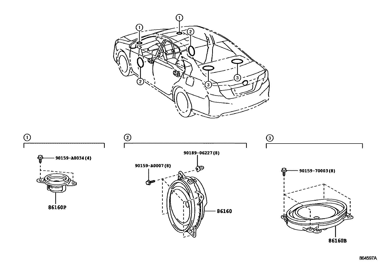 Toyota CAMRY 扬声器 EPC diagram — 864597A