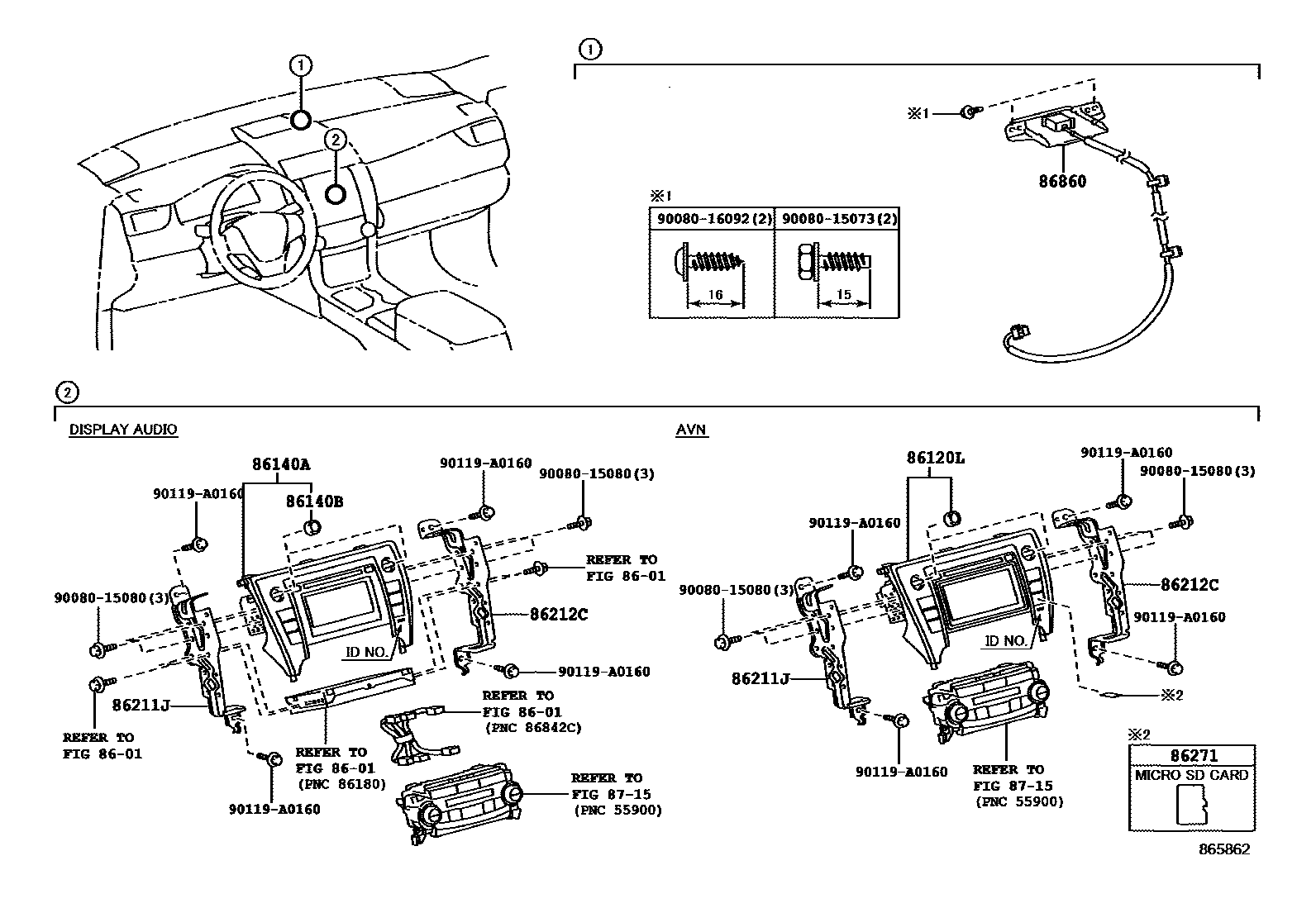 Toyota CAMRY 导航和前监视器显示屏 EPC diagram — 865862