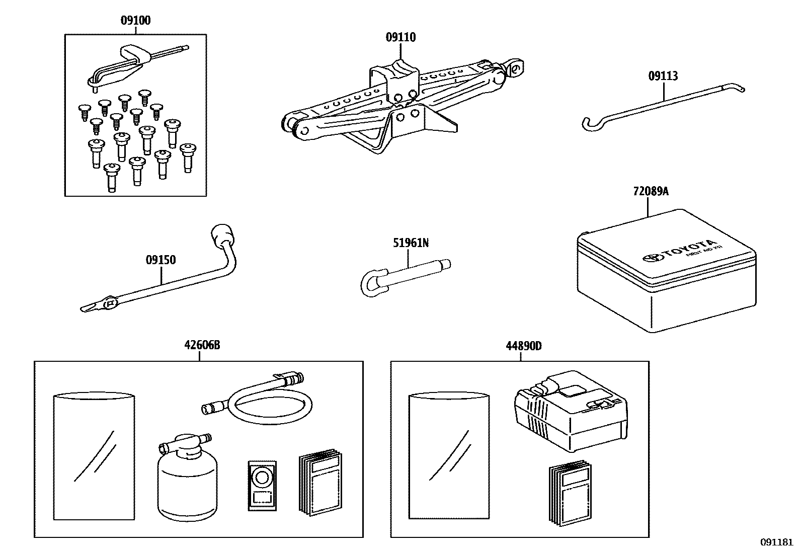 Toyota COROLLA Standard Tools EPC diagram — 091181