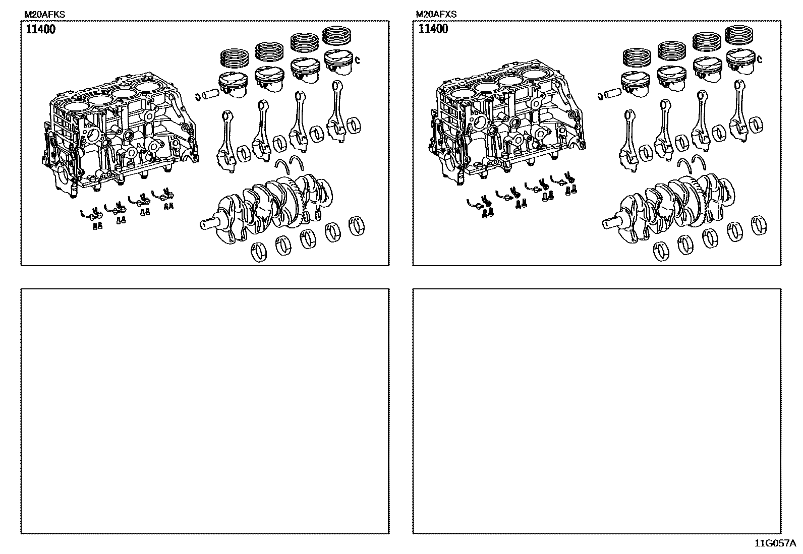 Toyota COROLLA Short Block Assembly EPC diagram — 11G057A