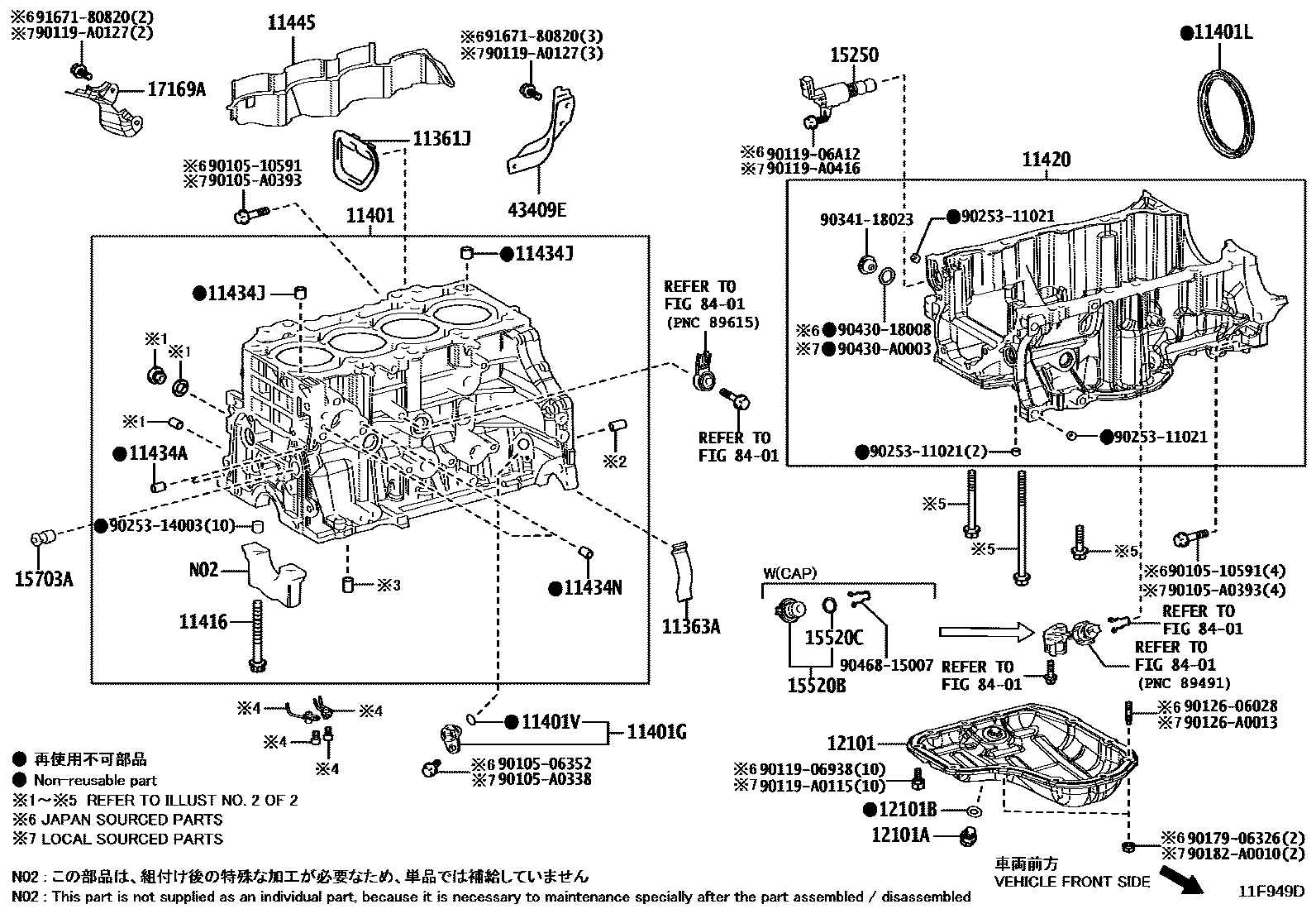 Toyota COROLLA Cylinder Block EPC diagram — 11F949D