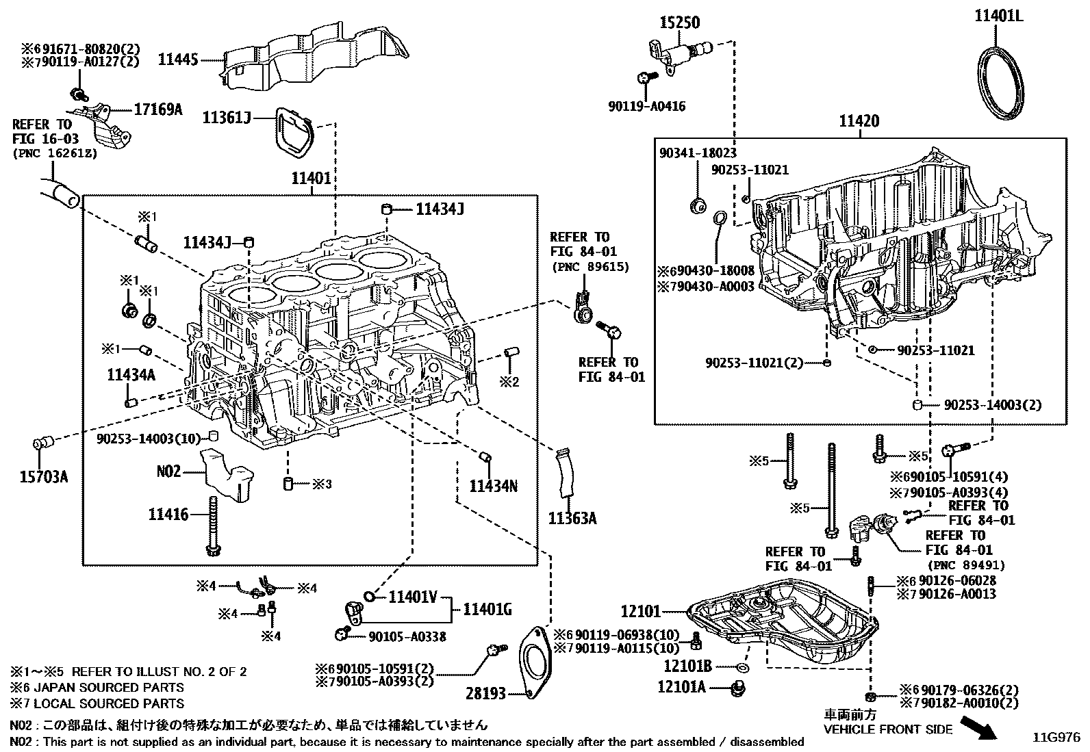 Toyota COROLLA Cylinder Block EPC diagram — 11G976