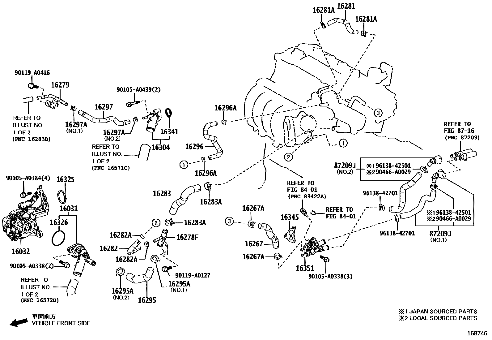 Toyota COROLLA RADIATOR & WATER OUTLET EPC diagram — 168746