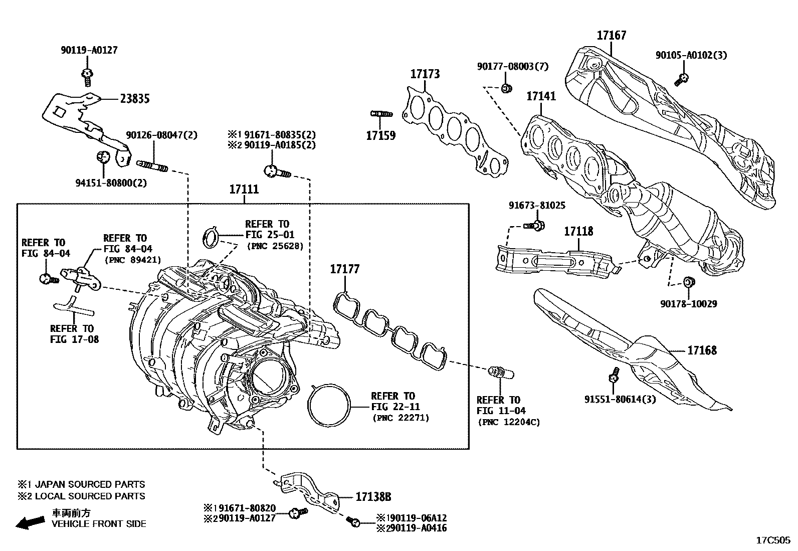Toyota COROLLA Manifold EPC diagram — 17C505
