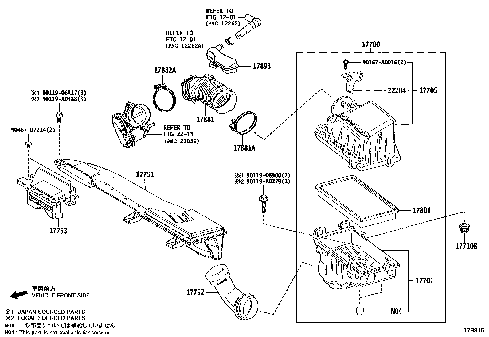 Toyota COROLLA Air Cleaner EPC diagram — 17B815