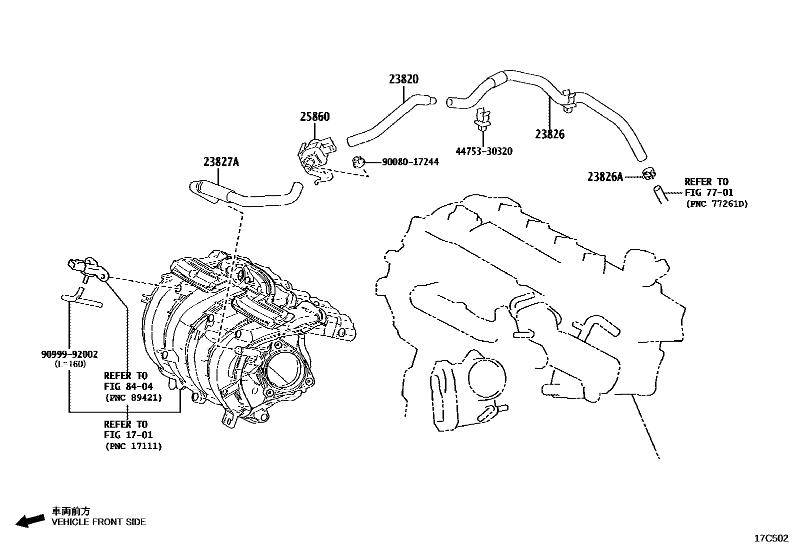 Toyota COROLLA vacuum tube EPC diagram — 17C502