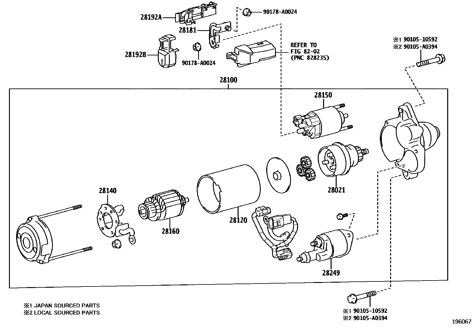 Toyota COROLLA 起动机 EPC diagram — 196067