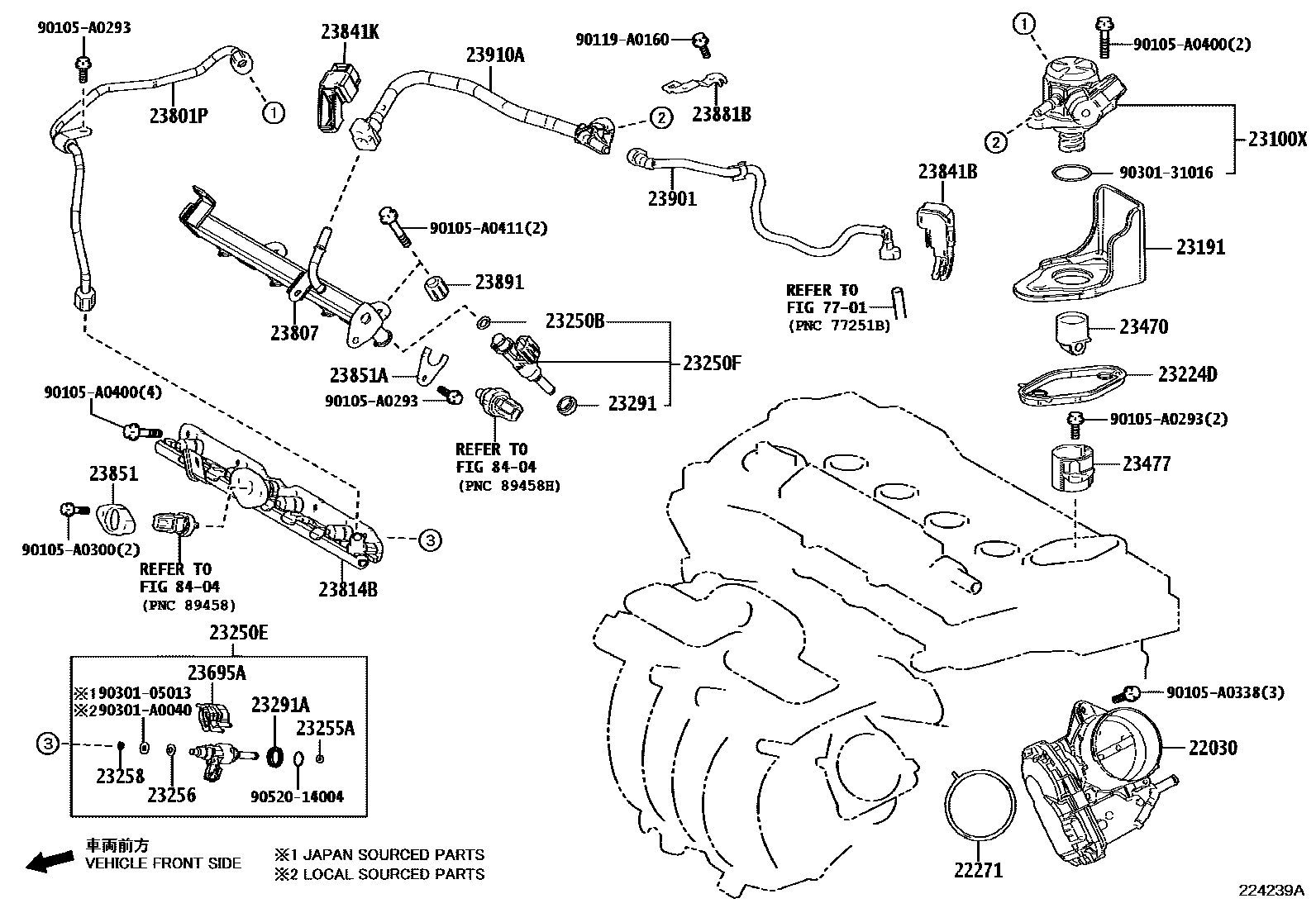 Toyota COROLLA 燃油喷射系统 EPC diagram — 224239A