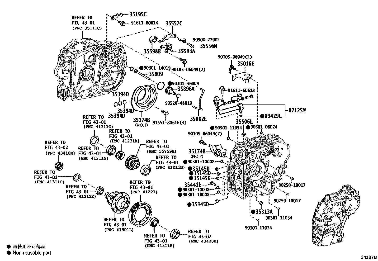 Toyota COROLLA 传动桥总成(CVT) EPC diagram — 34187B