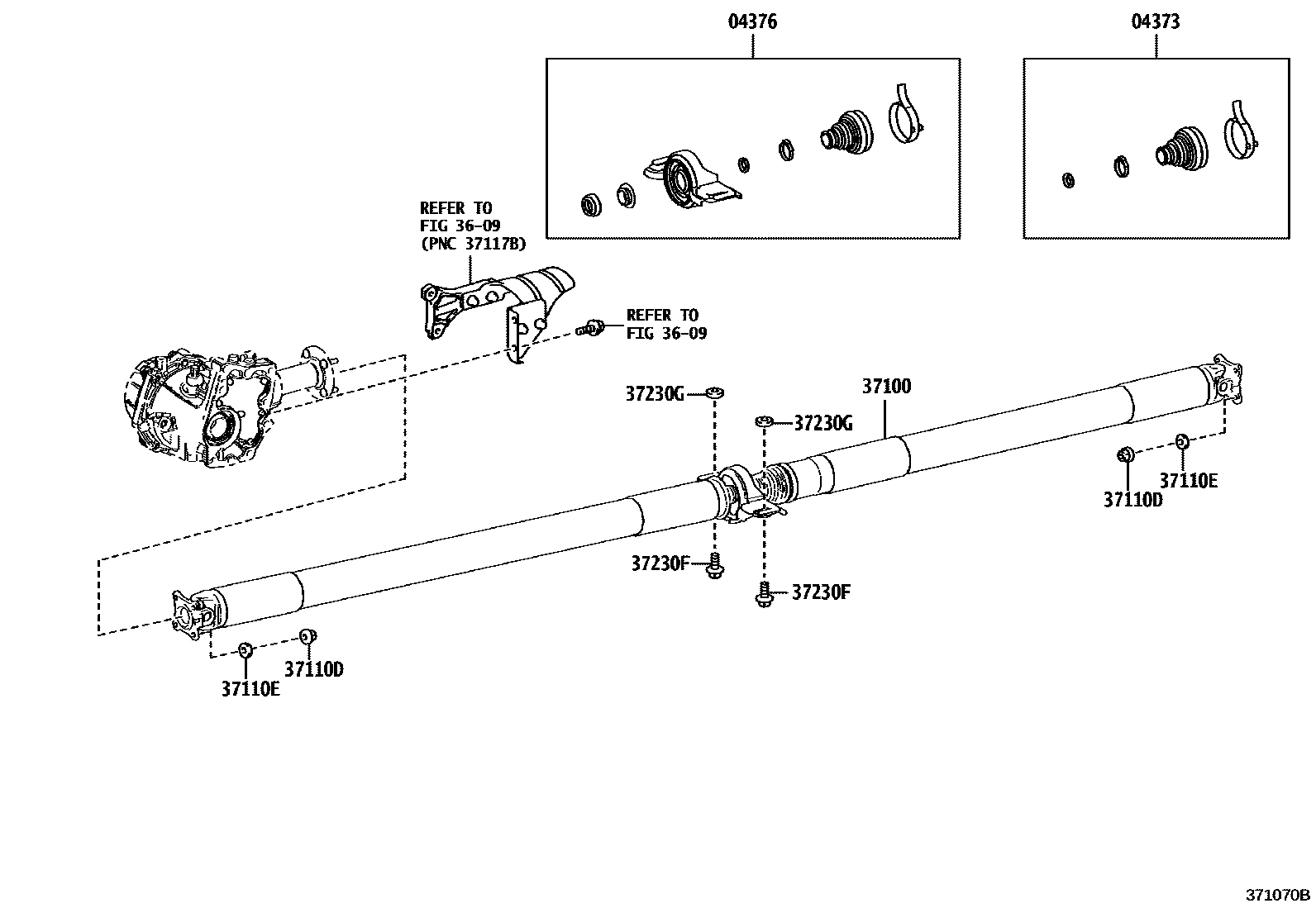 Toyota COROLLA Propeller Shaft & Universal Joint EPC diagram — 371070B