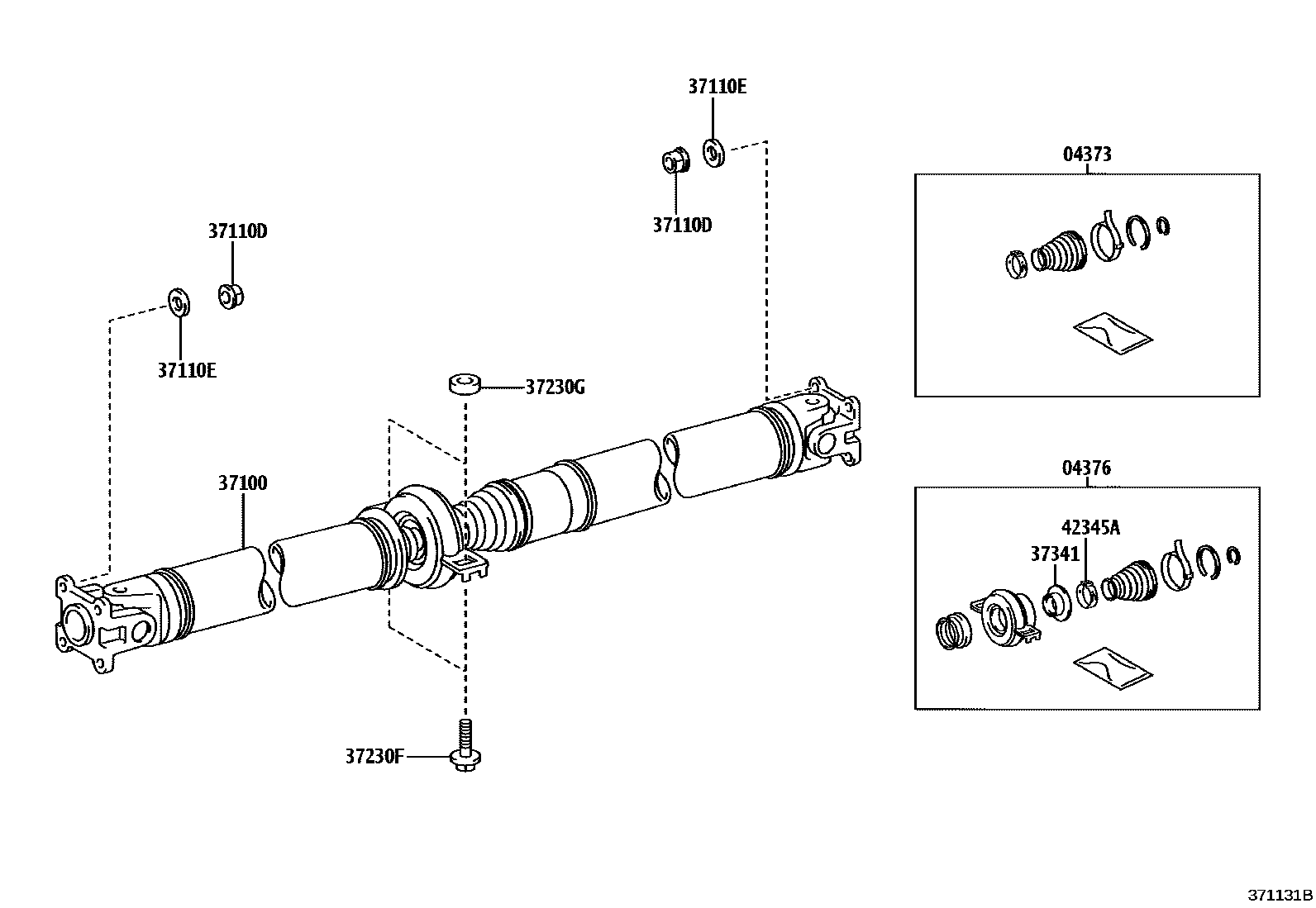 Toyota COROLLA Propeller Shaft & Universal Joint EPC diagram — 371131B