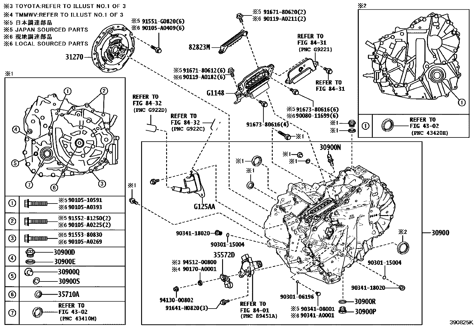 Toyota COROLLA HV或FCV传动桥总成 EPC diagram — 390825K