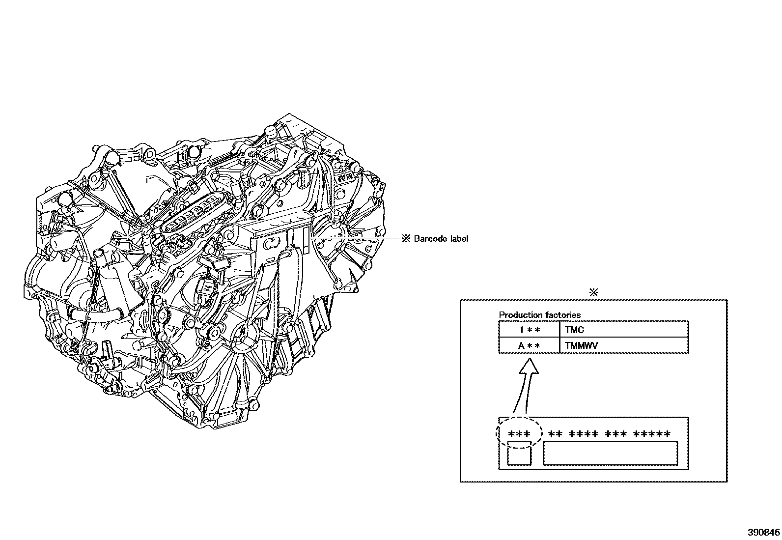Toyota COROLLA HV或FCV传动桥总成 EPC diagram — 390846