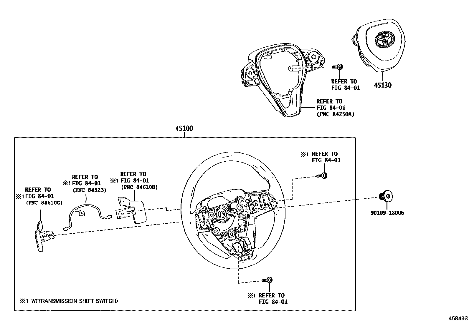 Toyota COROLLA Steering Wheel EPC diagram — 458493
