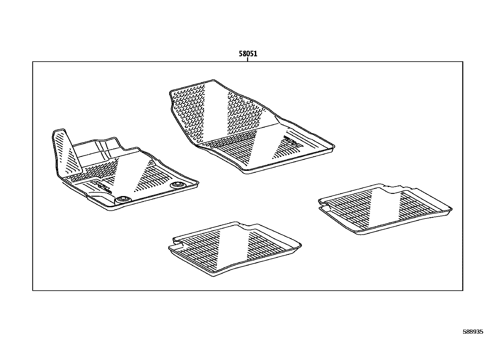 Toyota COROLLA 地板垫和地毯 EPC diagram — 588935