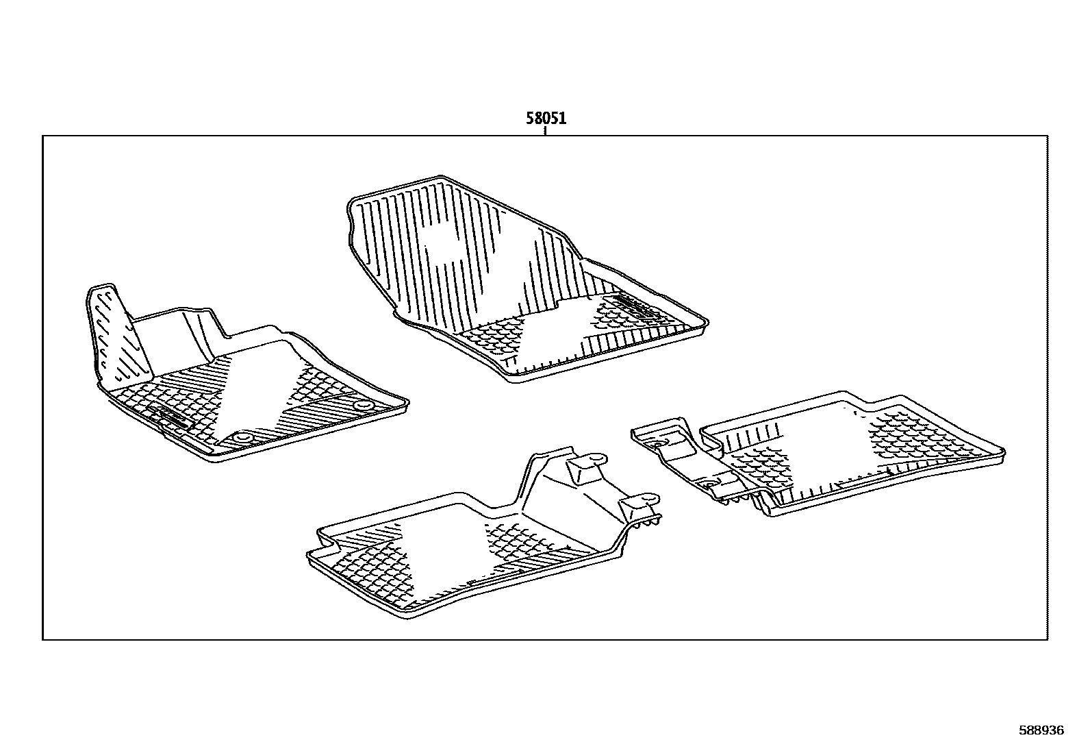 Toyota COROLLA 地板垫和地毯 EPC diagram — 588936