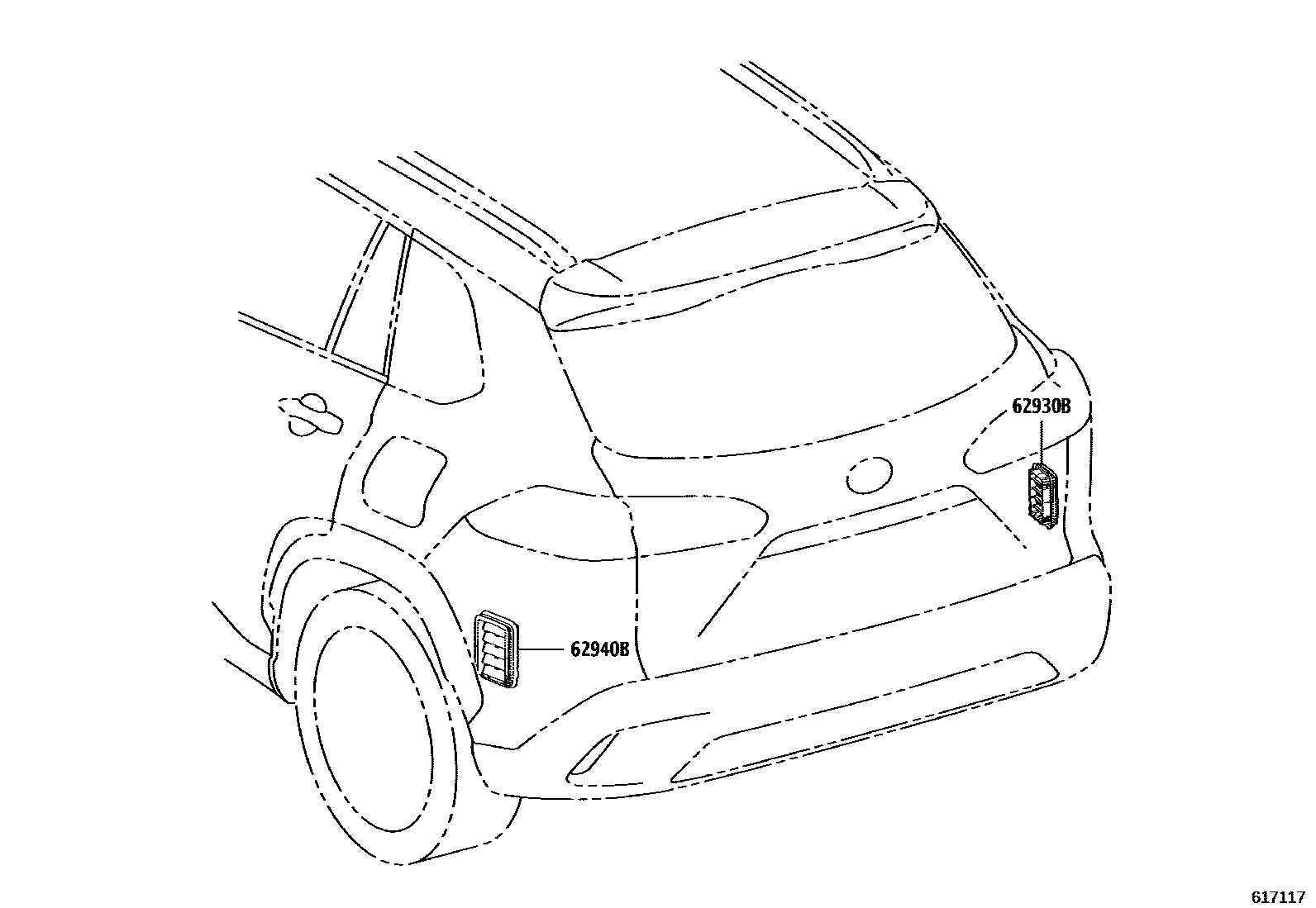 Toyota COROLLA 车侧通风装置 EPC diagram — 617117