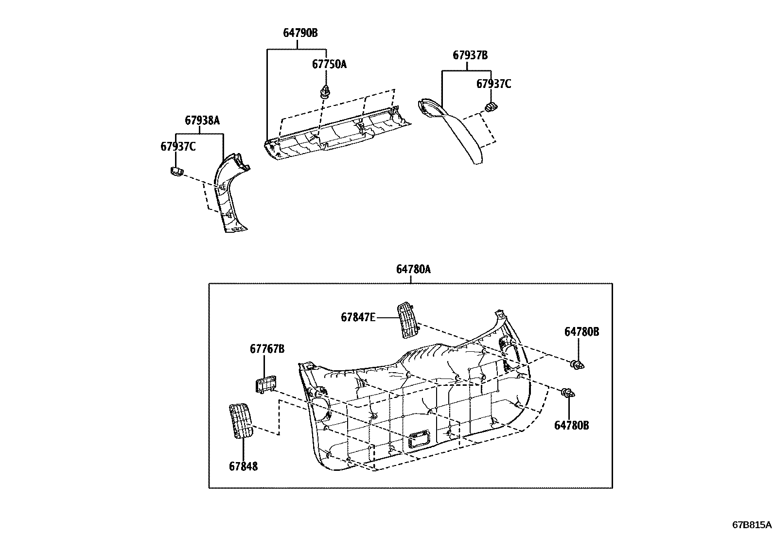 Toyota COROLLA 背门板和背门玻璃 EPC diagram — 67B815A