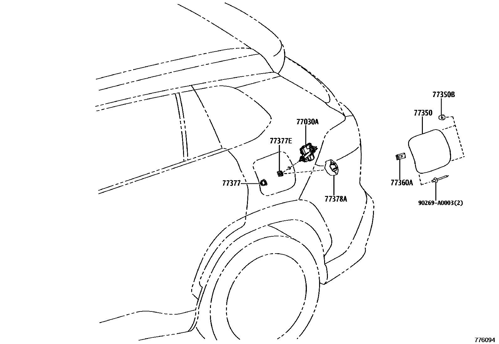 Toyota COROLLA 燃油箱和燃油管 EPC diagram — 776094