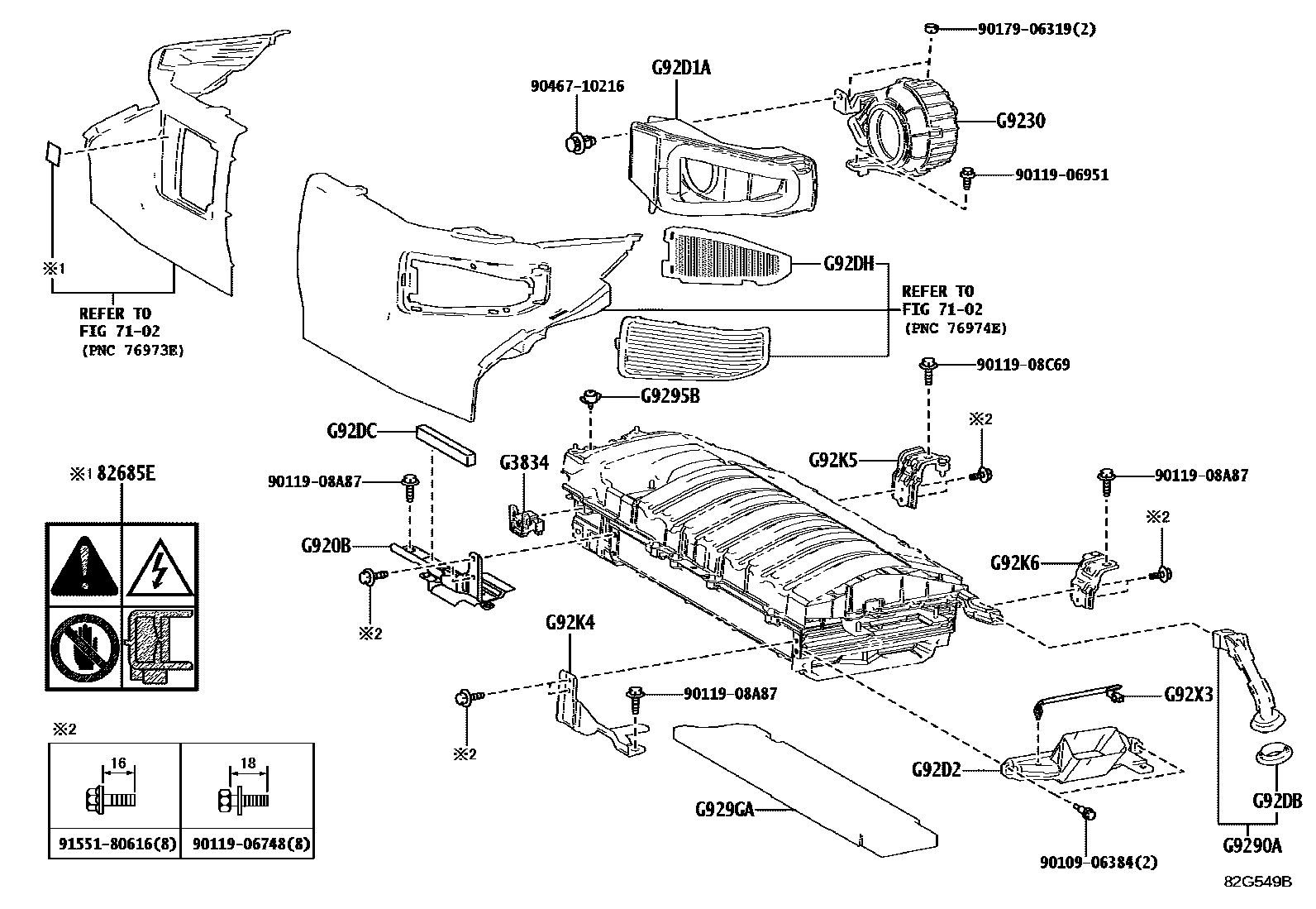 Toyota COROLLA 蓄电池和蓄电池电缆 EPC diagram — 82G549B