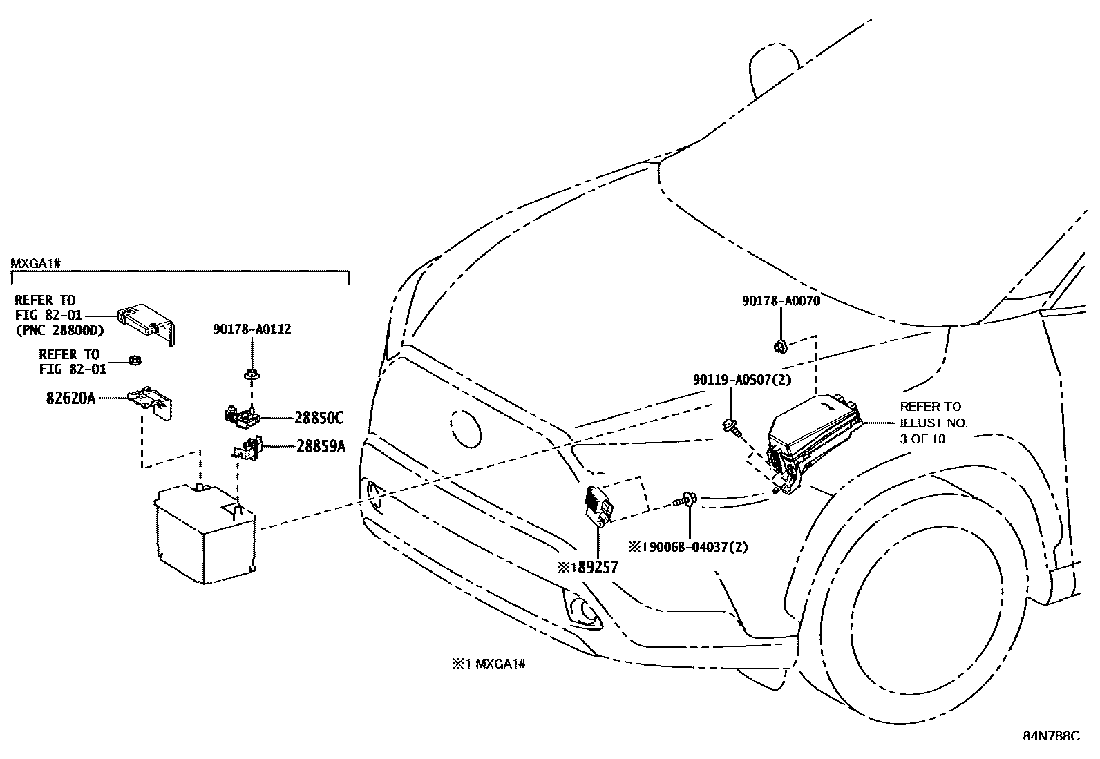 Toyota COROLLA 开关和继电器和ECU EPC diagram — 84N788C