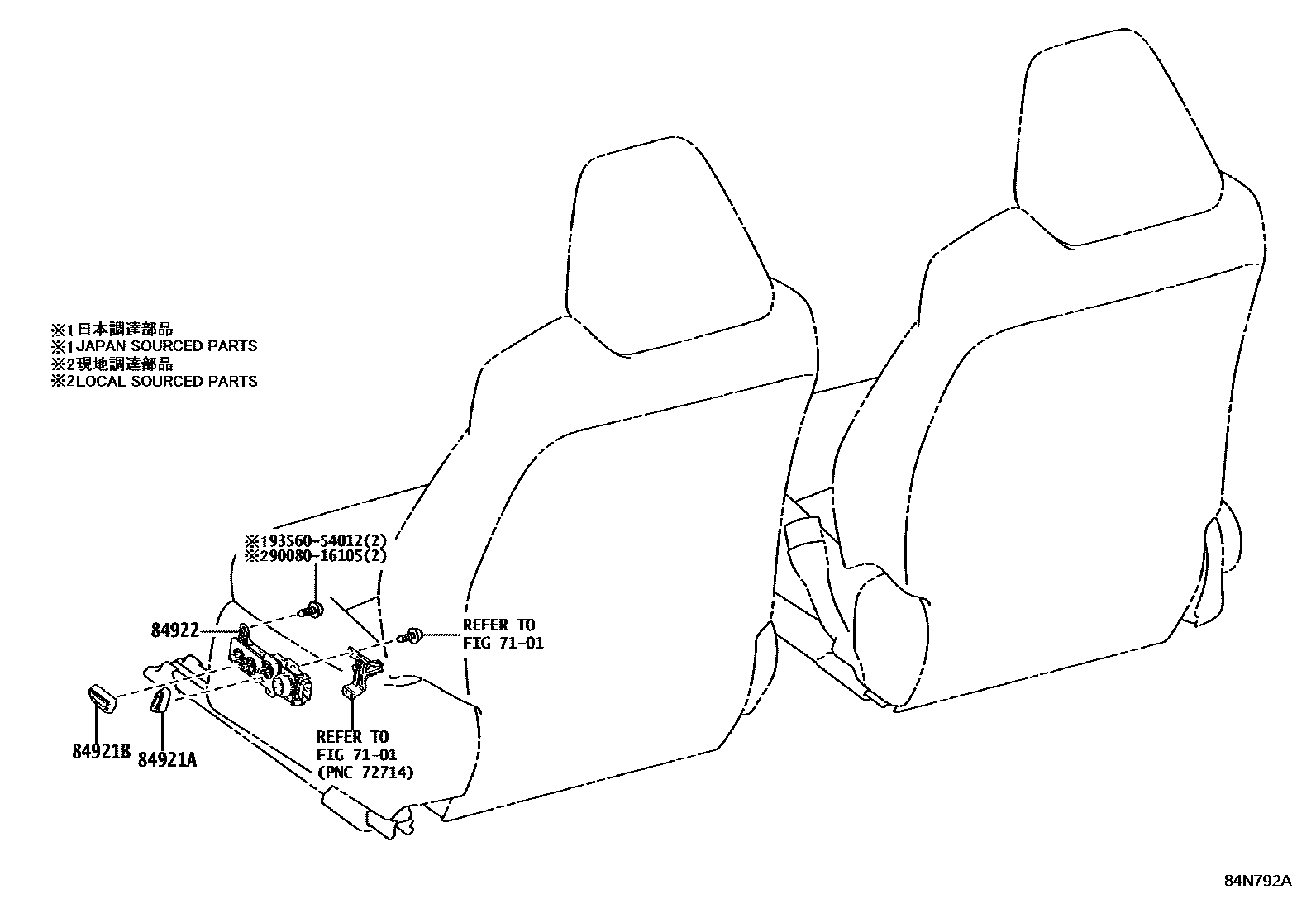 Toyota COROLLA 开关和继电器和ECU EPC diagram — 84N792A