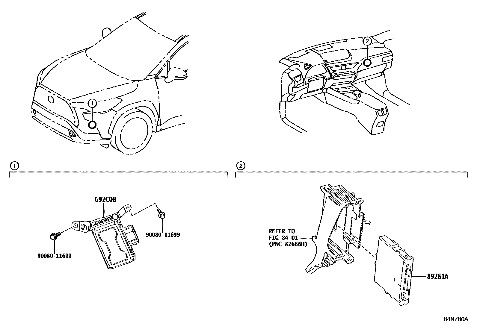 Toyota COROLLA 电子控制系统 EPC diagram — 84N780A