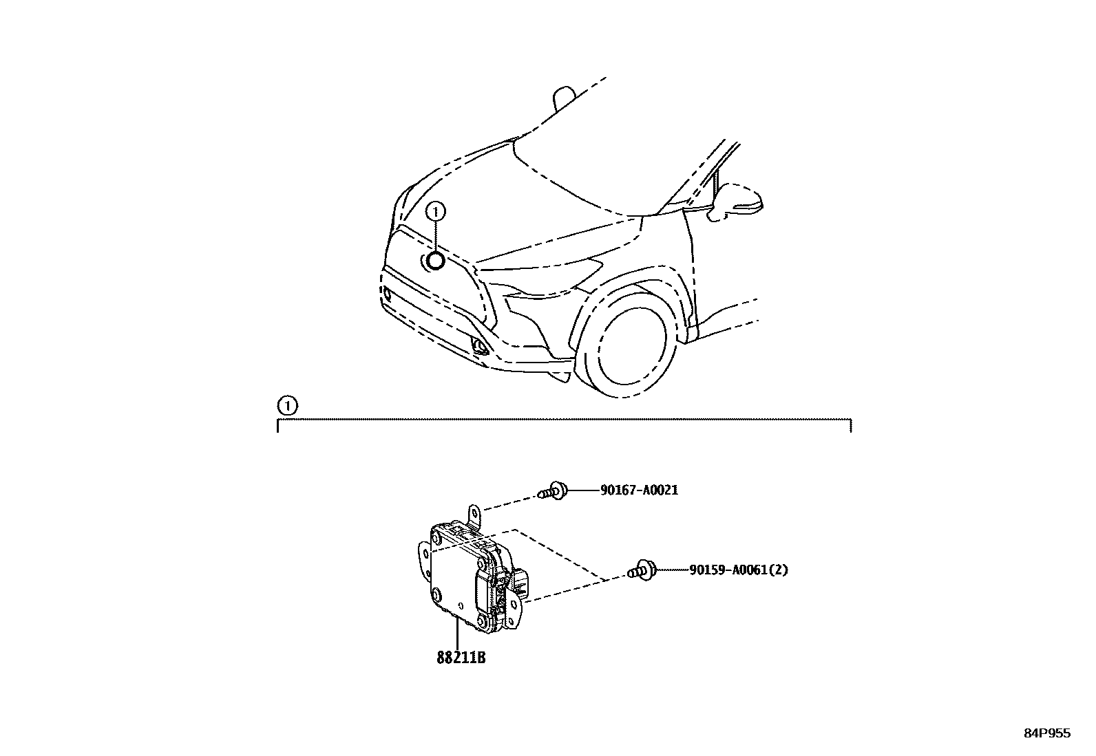 Toyota COROLLA 巡航控制(自动行驶) EPC diagram — 84P955