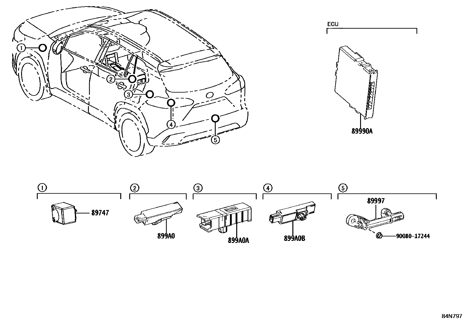 Toyota COROLLA 遥控门锁 EPC diagram — 84N797