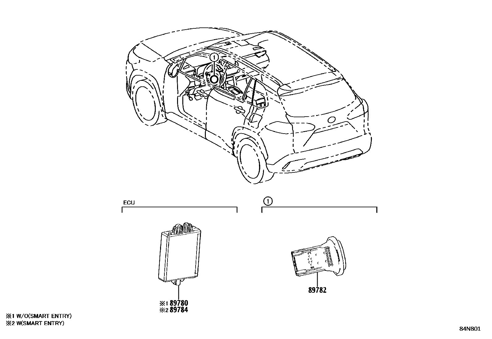 Toyota COROLLA 防盗装置 EPC diagram — 84N801