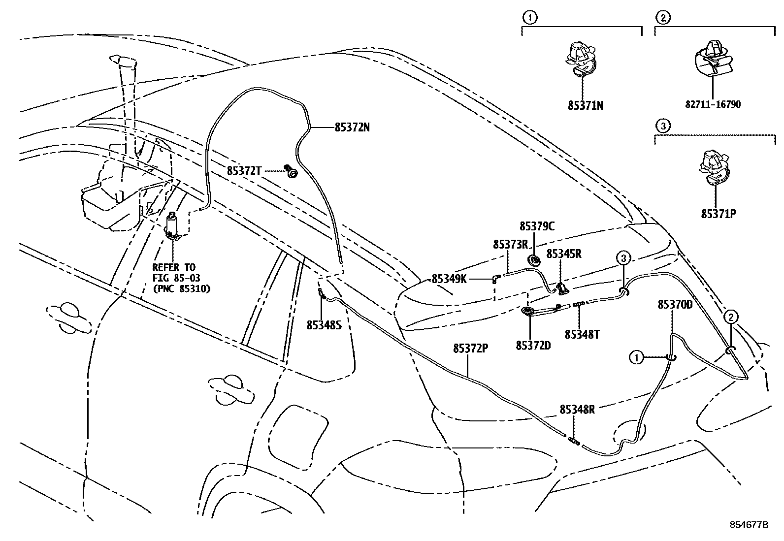 Toyota COROLLA 后清洗器 EPC diagram — 854677B