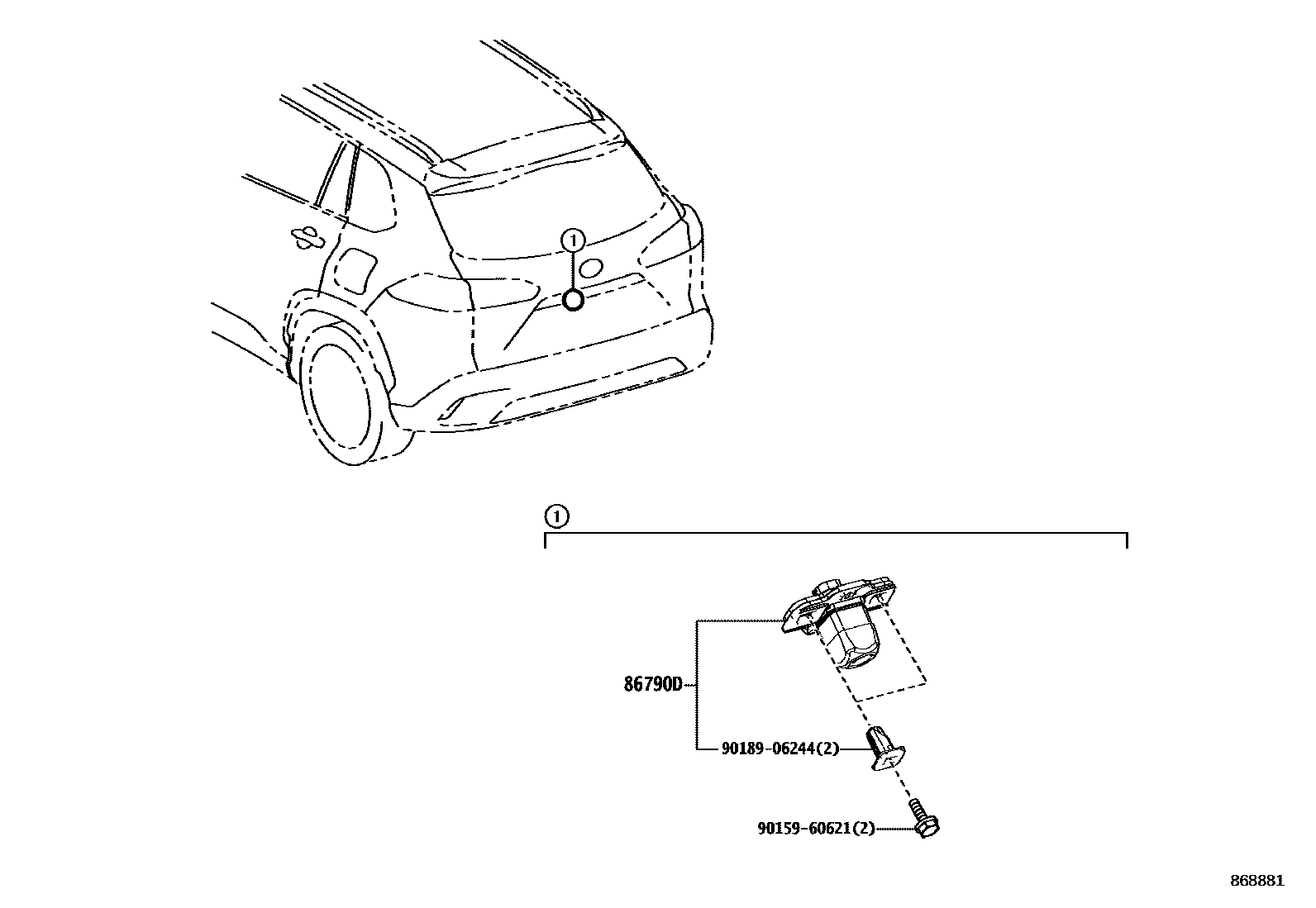 Toyota COROLLA 倒车影像和摄像头 EPC diagram — 868881