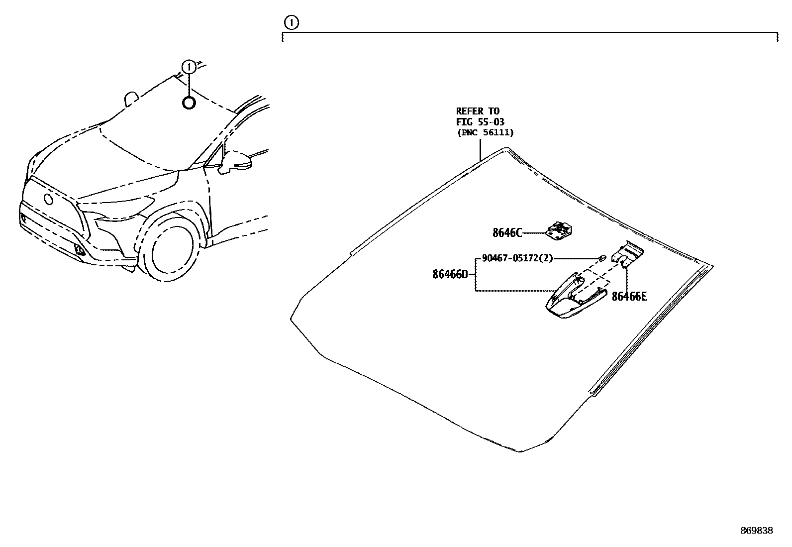 Toyota COROLLA 预碰撞安全系统 EPC diagram — 869838