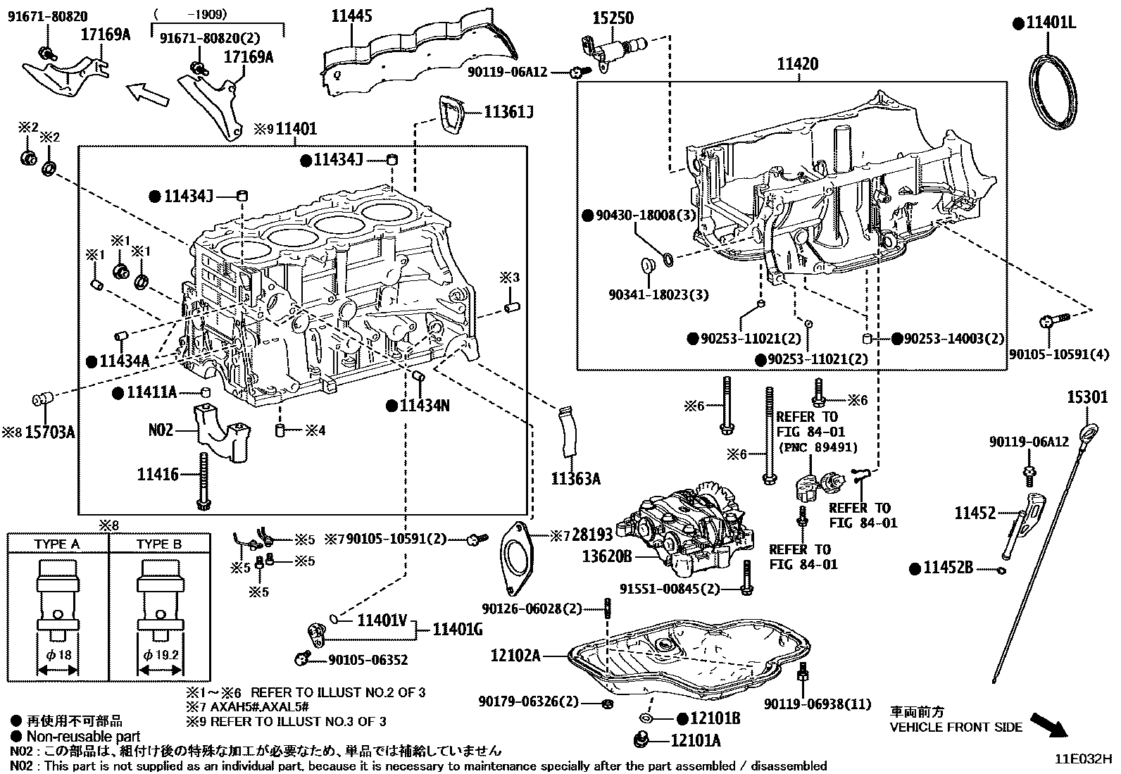 Toyota RAV4 Cylinder Block EPC diagram — 11E032H