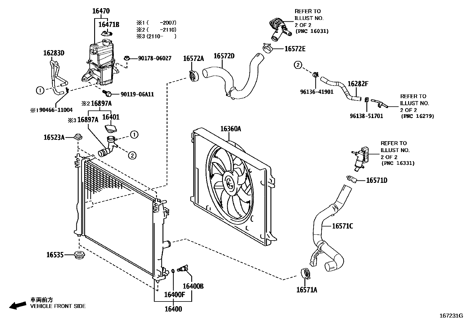 Toyota RAV4 RADIATOR & WATER OUTLET EPC diagram — 167231G