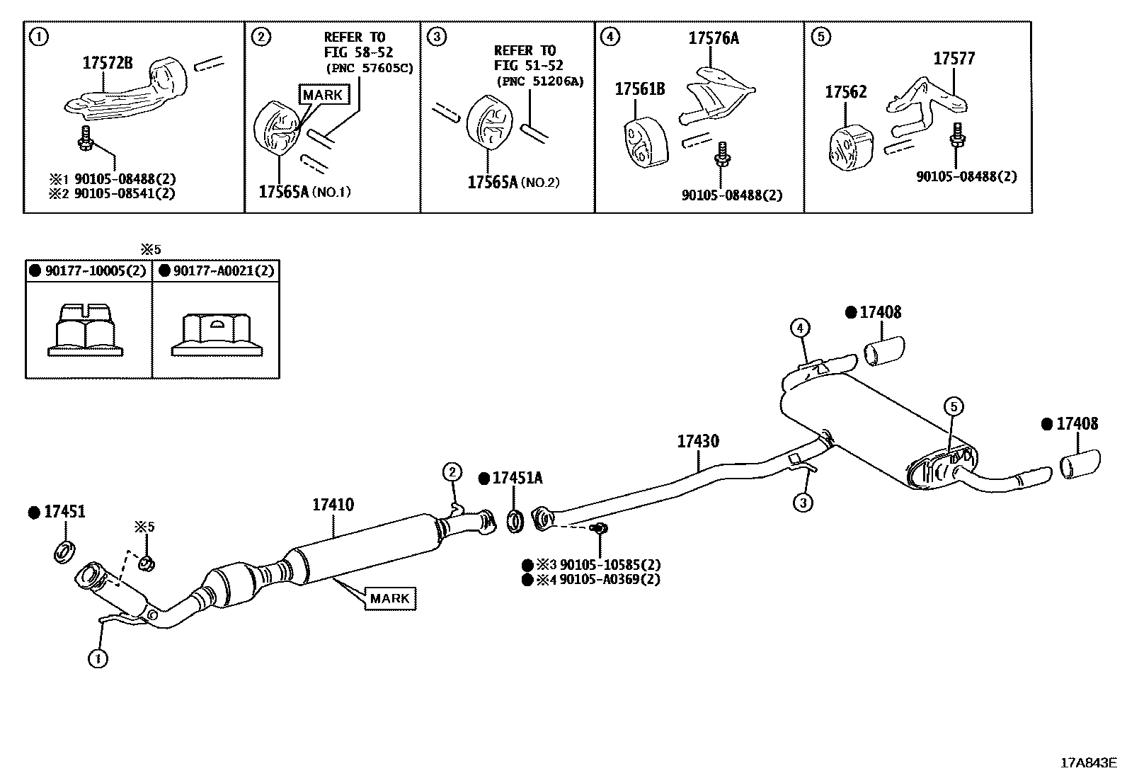 Toyota RAV4 Exhaust Pipe EPC diagram — 17A843E