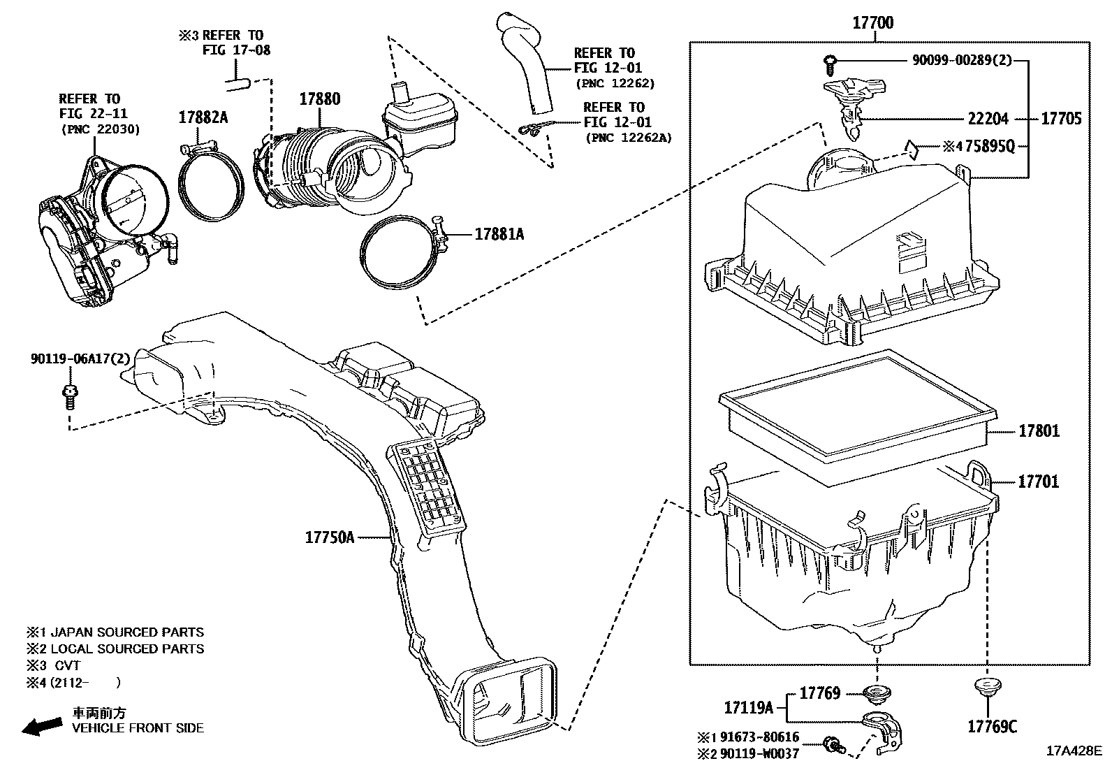 Toyota RAV4 Air Cleaner EPC diagram — 17A428E