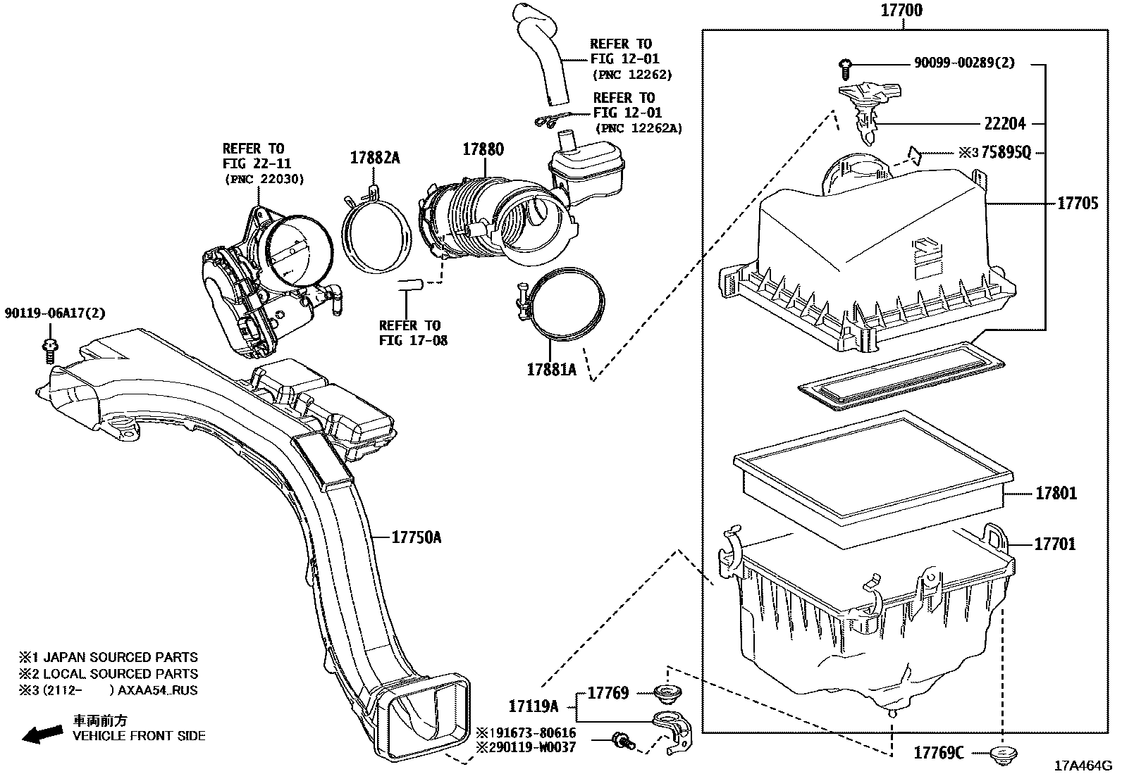Toyota RAV4 Air Cleaner EPC diagram — 17A464G