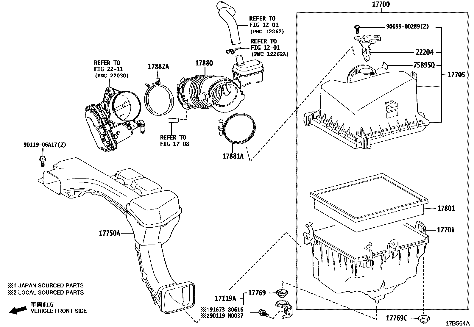 Toyota RAV4 Air Cleaner EPC diagram — 17B564A