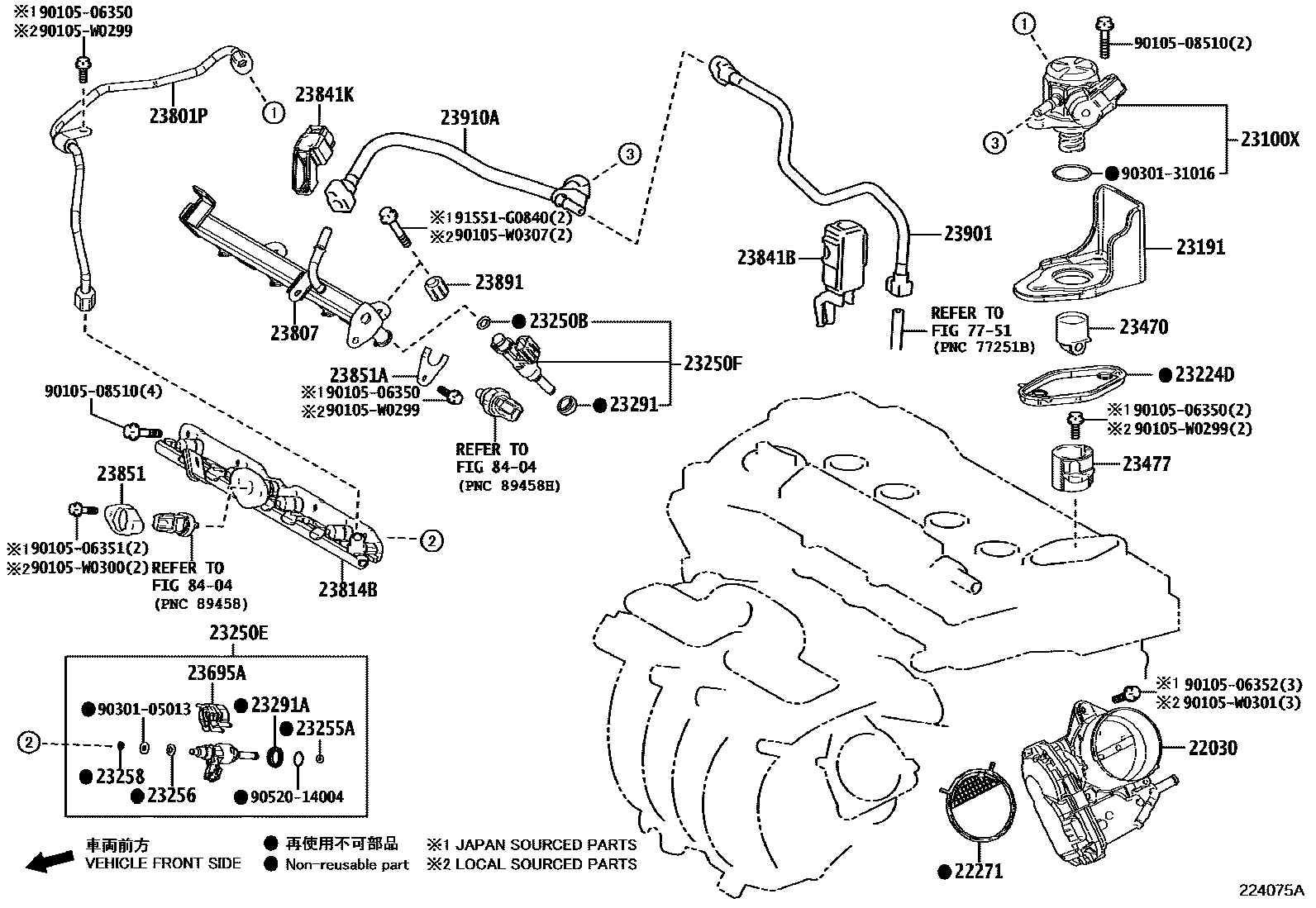 Toyota RAV4 燃油喷射系统 EPC diagram — 224075A